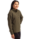 Los Angeles Dodgers Mono Cutter & Buck Hunts Point Eco Textured Fleece Recycled Womens Snap Pullover Poplar Side Thumbnail Image