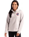 Chicago Cubs Cutter & Buck Hunts Point Eco Textured Fleece Recycled Womens Snap Pullover Polished Medium Gray Front Thumbnail Image