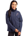 Pittsburgh Pirates Stars & Stripes Cutter & Buck Hunts Point Eco Textured Fleece Recycled Womens Snap Pullover Navy Blue Front Thumbnail Image