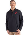 Cincinnati Reds Cutter & Buck Hunts Point Eco Textured Fleece Recycled Mens Snap Pullover Black Front Thumbnail Image
