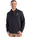 Arizona Diamondbacks Cooperstown Cutter & Buck Hunts Point Eco Textured Fleece Recycled Mens Snap Pullover Black Front Thumbnail Image