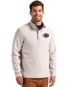 Cincinnati Reds Mono Cutter & Buck Hunts Point Eco Textured Fleece Recycled Mens Snap Pullover Polished Medium Gray Front Thumbnail Image