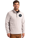 Houston Astro Mono Cutter & Buck Hunts Point Eco Textured Fleece Recycled Mens Snap Pullover Polished Medium Gray Front Thumbnail Image