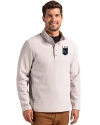 Kansas City Royals Mono Cutter & Buck Hunts Point Eco Textured Fleece Recycled Mens Snap Pullover Polished Medium Gray Front Thumbnail Image