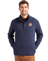 Houston Astros Cutter & Buck Hunts Point Eco Textured Fleece Recycled Mens Snap Pullover Navy Blue Front Thumbnail Image