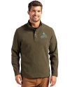 St. Louis Cardinals Mono Cutter & Buck Hunts Point Eco Textured Fleece Recycled Mens Snap Pullover Poplar Front Thumbnail Image
