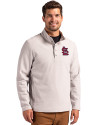 St. Louis Cardinals Cutter & Buck Hunts Point Eco Textured Fleece Recycled Mens Snap Pullover Polished Medium Gray Front Thumbnail Image