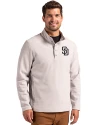San Diego Padres Cutter & Buck Hunts Point Eco Textured Fleece Recycled Mens Snap Pullover Polished Medium Gray Front Thumbnail Image