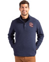Washington Nationals Cooperstown Cutter & Buck Hunts Point Eco Textured Fleece Recycled Mens Snap Pullover Navy Blue Front Thumbnail Image