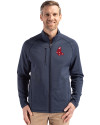 Boston Red Sox Cooperstown Cutter & Buck Peshastin Fleece Recycled Mens Full Zip Jacket Navy Blue Heather Front Thumbnail Image