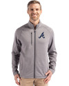 Atlanta Braves Cutter & Buck Peshastin Fleece Recycled Mens Full Zip Jacket Elemental Grey Heather Front Thumbnail Image