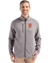 San Francisco Giants Cutter & Buck Peshastin Fleece Recycled Mens Full Zip Jacket Elemental Grey Heather Front Thumbnail Image