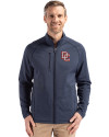 Washington Nationals Cooperstown Cutter & Buck Peshastin Fleece Recycled Mens Full Zip Jacket Navy Blue Heather Front Thumbnail Image
