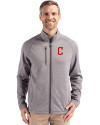 Cleveland Guardians - Cutter & Buck Peshastin Fleece Recycled Mens Full Zip Jacket Elemental Grey Heather Front Thumbnail Image