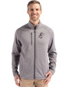 Cincinnati Reds Cooperstown Cutter & Buck Peshastin Fleece Recycled Mens Full Zip Jacket Elemental Grey Heather Front Thumbnail Image