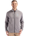 San Diego Padres Mono Cutter & Buck Peshastin Fleece Recycled Mens Full Zip Jacket Elemental Grey Heather Front Thumbnail Image