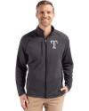 Texas Rangers Mono Cutter & Buck Peshastin Fleece Recycled Mens Full Zip Jacket Black Heather Front Thumbnail Image