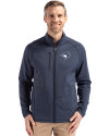 Toronto Blue Jays Mono Cutter & Buck Peshastin Fleece Recycled Mens Full Zip Jacket Navy Blue Heather Front Thumbnail Image