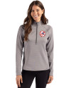 New York Yankees Cooperstown Cutter & Buck Peshastin Fleece Recycled Womens Half Zip Pullover Elemental Grey Heather Front Thumbnail Image