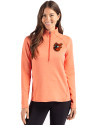 Baltimore Orioles Cooperstown Cutter & Buck Peshastin Fleece Recycled Womens Half Zip Pullover College Orange Heather Front Thumbnail Image
