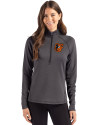 Baltimore Orioles Cutter & Buck Peshastin Fleece Recycled Womens Half Zip Pullover Black Heather Front Thumbnail Image