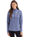 Texas Rangers Cutter & Buck Peshastin Fleece Recycled Womens Half Zip Pullover Tour Blue Heather Front Thumbnail Image