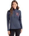 Washington Nationals Cooperstown Cutter & Buck Peshastin Fleece Recycled Womens Half Zip Pullover Navy Blue Heather Front Thumbnail Image