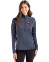 Boston Red Sox Cooperstown Cutter & Buck Peshastin Fleece Recycled Womens Half Zip Pullover Navy Blue Heather Front Thumbnail Image