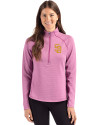 San Diego Padres City Connect Cutter & Buck Peshastin Fleece Recycled Womens Half Zip Pullover Gelato Heather Front Thumbnail Image