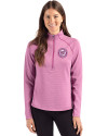 Washington Nationals Mono Cutter & Buck Peshastin Fleece Recycled Womens Half Zip Pullover Gelato Heather Front Thumbnail Image