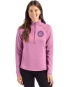 Seattle Mariners Mono Cutter & Buck Peshastin Fleece Recycled Womens Half Zip Pullover Gelato Heather Front Thumbnail Image