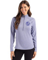 New York Yankees Mono Cutter & Buck Peshastin Fleece Recycled Womens Half Zip Pullover Hyacinth Heather Front Thumbnail Image