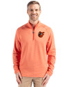 Baltimore Orioles Cooperstown Cutter & Buck Peshastin Fleece Recycled Mens Half Zip Pullover College Orange Heather Front Thumbnail Image