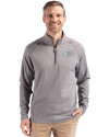 Cincinnati Reds Mono Cutter & Buck Peshastin Fleece Recycled Mens Half Zip Pullover Elemental Grey Heather Front Thumbnail Image