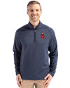Boston Red Sox Cooperstown Cutter & Buck Peshastin Fleece Recycled Mens Half Zip Pullover Navy Blue Heather Front Thumbnail Image