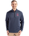 Los Angeles Angels Cooperstown Cutter & Buck Peshastin Fleece Recycled Mens Half Zip Pullover Navy Blue Heather Front Thumbnail Image