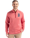Boston Red Sox Cutter & Buck Peshastin Fleece Recycled Mens Half Zip Pullover Red Heather Front Thumbnail Image