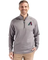 Arizona Diamondbacks Cutter & Buck Peshastin Fleece Recycled Mens Half Zip Pullover Elemental Grey Heather Front Thumbnail Image