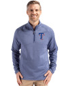 Texas Rangers Cutter & Buck Peshastin Fleece Recycled Mens Half Zip Pullover Tour Blue Heather Front Thumbnail Image