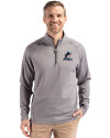 Miami Marlins Cutter & Buck Peshastin Fleece Recycled Mens Half Zip Pullover Elemental Grey Heather Front Thumbnail Image