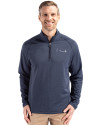 Atlanta Braves Mono Cutter & Buck Peshastin Fleece Recycled Mens Half Zip Pullover Navy Blue Heather Front Thumbnail Image