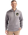 Milwaukee Brewers Cutter & Buck Peshastin Fleece Recycled Mens Half Zip Pullover Elemental Grey Heather Front Thumbnail Image