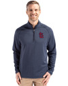 St. Louis Cardinals Cutter & Buck Peshastin Fleece Recycled Mens Half Zip Pullover Navy Blue Heather Front Thumbnail Image