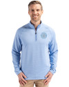 Seattle Mariners Mono Cutter & Buck Peshastin Fleece Recycled Mens Half Zip Pullover Atlas Heather Front Thumbnail Image