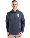 Minnesota Twins Mono Cutter & Buck Peshastin Fleece Recycled Mens Half Zip Pullover Navy Blue Heather Front Thumbnail Image