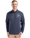 Detroit Tigers Stars & Stripes Cutter & Buck Peshastin Fleece Recycled Mens Half Zip Pullover Navy Blue Heather Front Thumbnail Image