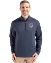 Minnesota Twins Stars & Stripes Cutter & Buck Peshastin Fleece Recycled Mens Half Zip Pullover Navy Blue Heather Front Thumbnail Image