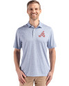 Atlanta Braves Cooperstown Cutter & Buck Pike Eco Diamond Dot Print Recycled Mens Big & Tall Polo Navy Blue Front Thumbnail Image