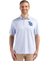 Tampa Bay Rays Cutter & Buck Pike Eco Diamond Dot Print Recycled Mens Big & Tall Polo Atlas Light Blue Front Thumbnail Image