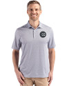 Chicago Cubs Mono Cutter & Buck Pike Eco Diamond Dot Print Recycled Mens Big & Tall Polo Black Front Thumbnail Image